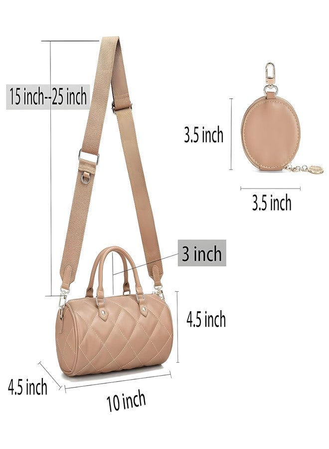 HaveGlam Quilted Barrel Sling Bag with Coin Purse, Adjustable Shoulder Strap, Available in Black, Brown, Beige (Cream) - Image 5